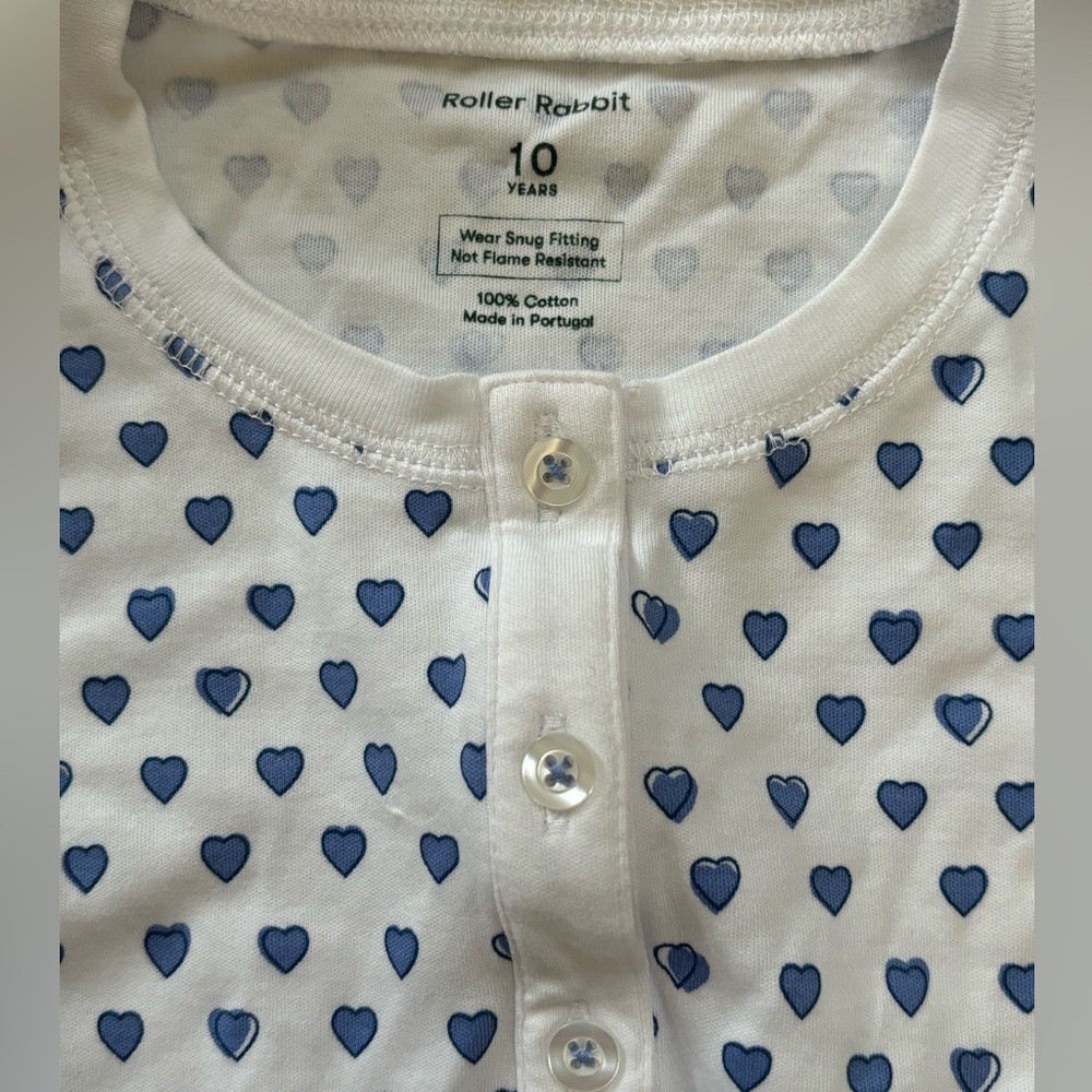 Kids Roller Rabbit Blue Hearts Pajamas, Sz 10